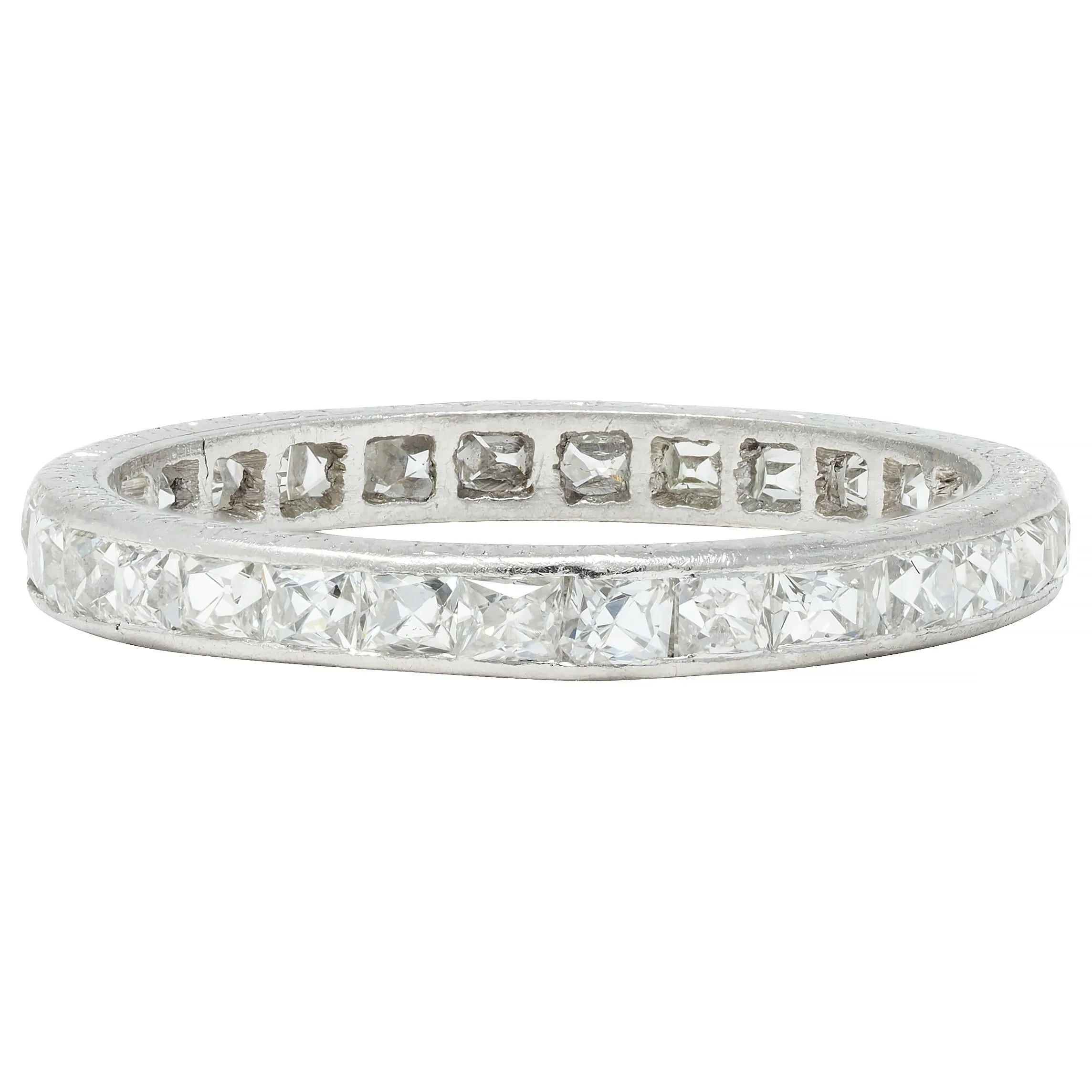 Art Deco 1.16 CTW French Cut Diamond Platinum Orange Blossom Eternity Band Ring