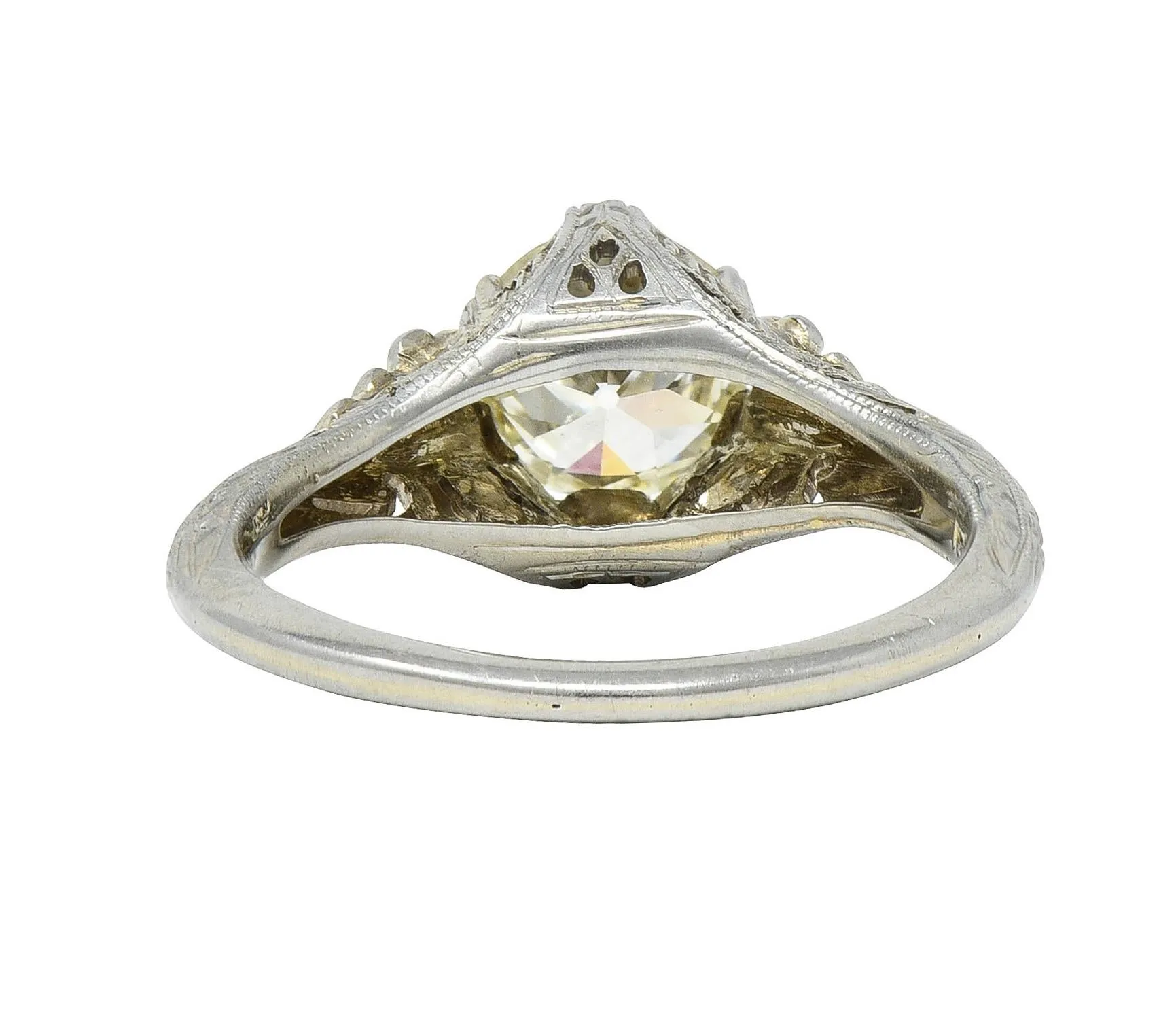 Art Deco 1.31 CTW Old European 18 Karat White Gold Orange Blossom Antique Engagement Ring GIA