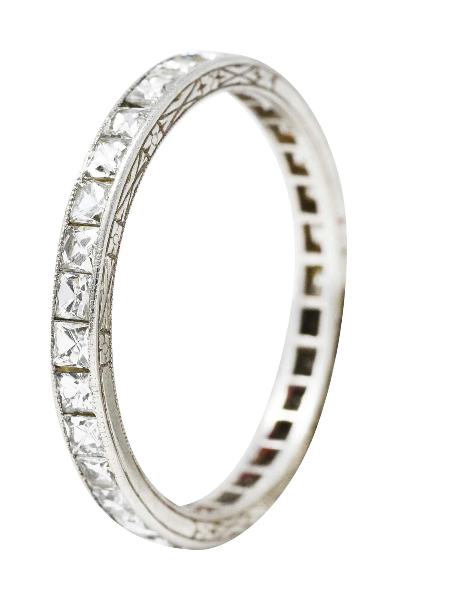 Art Deco 1.76 CTW French Cut Diamond Platinum Orange Blossom Eternity Channel Band Ring