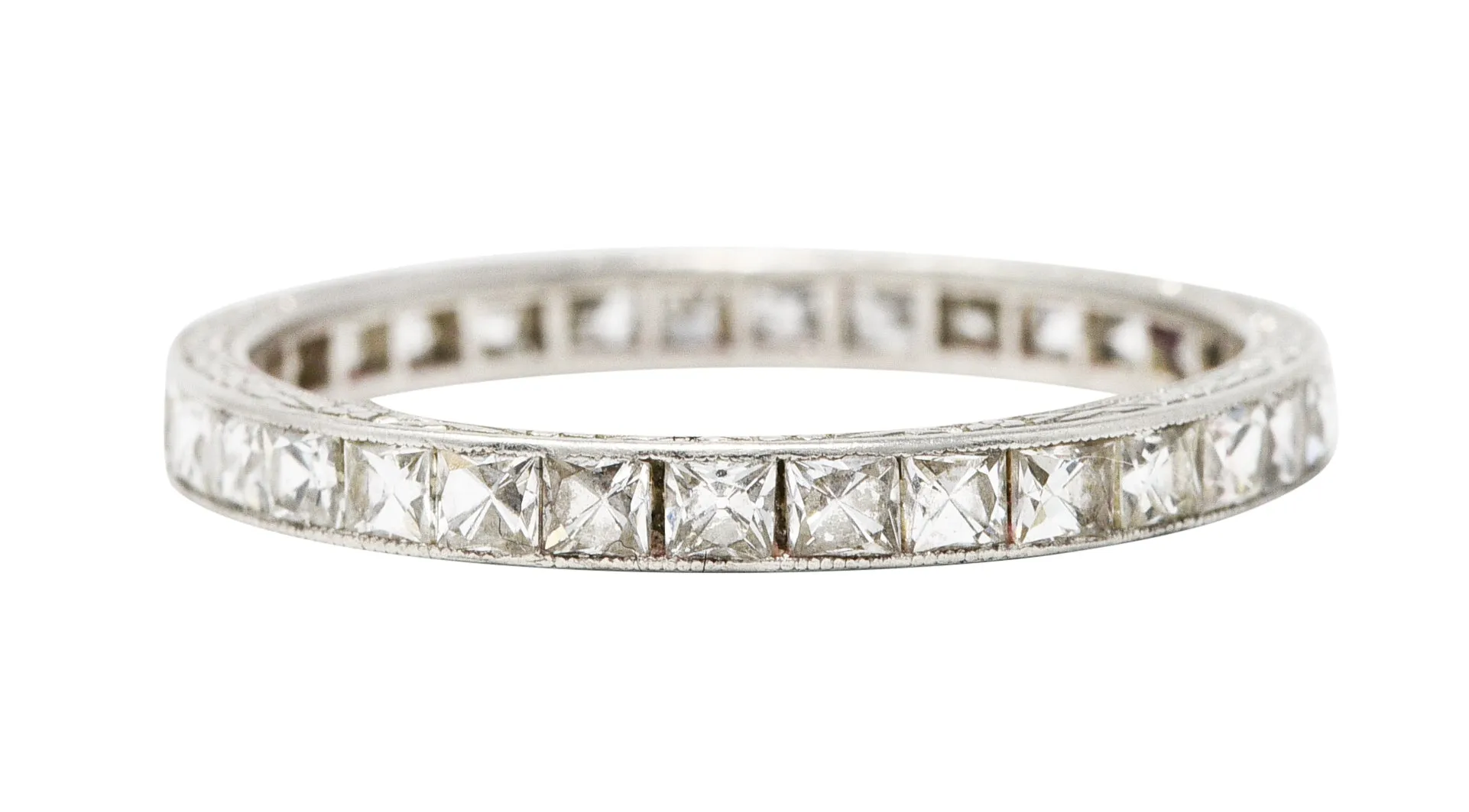 Art Deco 1.76 CTW French Cut Diamond Platinum Orange Blossom Eternity Channel Band Ring