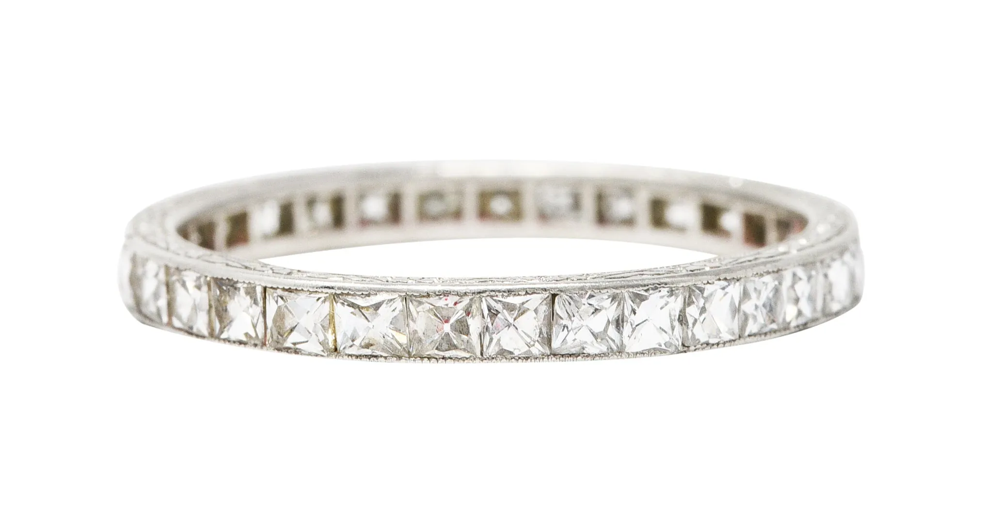 Art Deco 1.76 CTW French Cut Diamond Platinum Orange Blossom Eternity Channel Band Ring