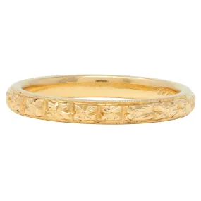 Art Deco 18 Karat Yellow Gold Orange Blossom Antique Wedding Band Ring