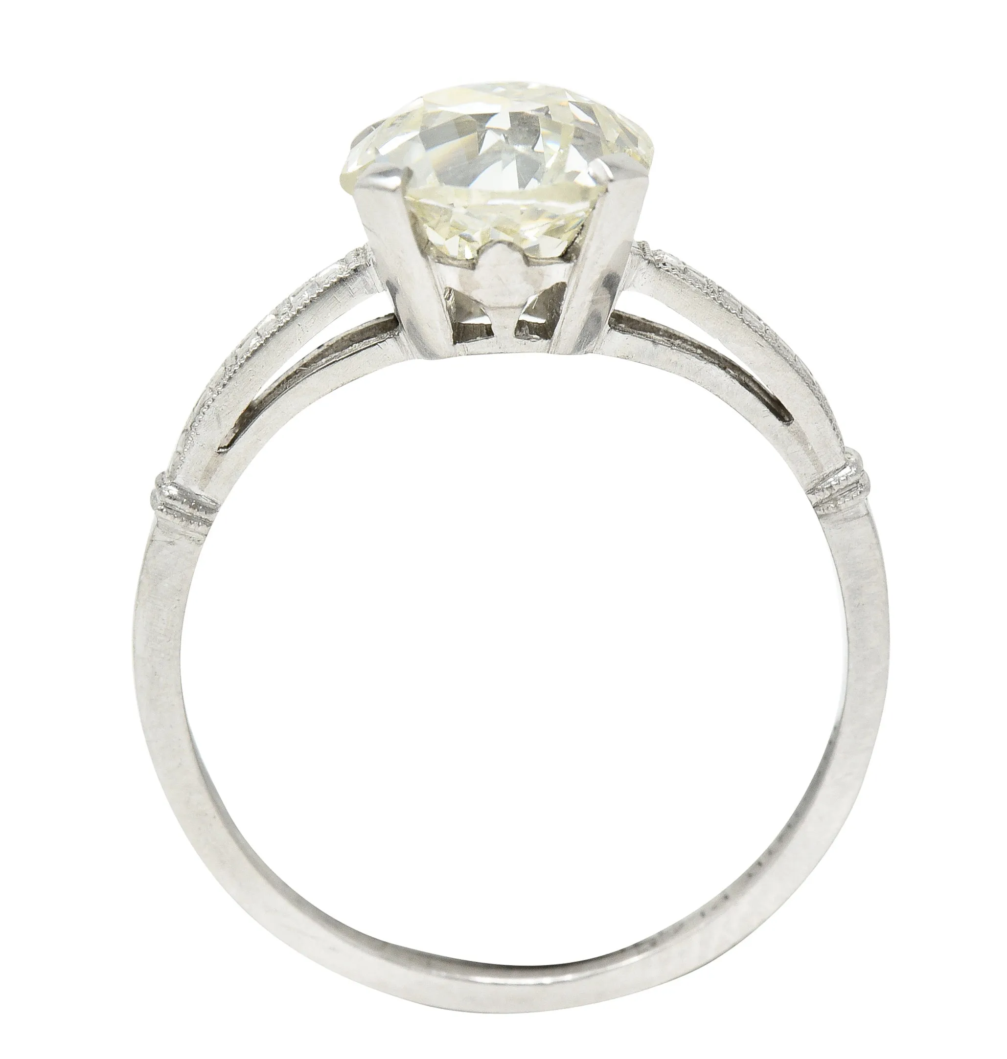 Art Deco 2.43 CTW Old Mine Cut Diamond Orange Blossom Solitaire Platinum Engagement Ring