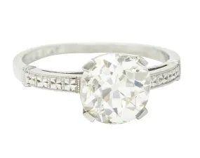 Art Deco 2.43 CTW Old Mine Cut Diamond Orange Blossom Solitaire Platinum Engagement Ring