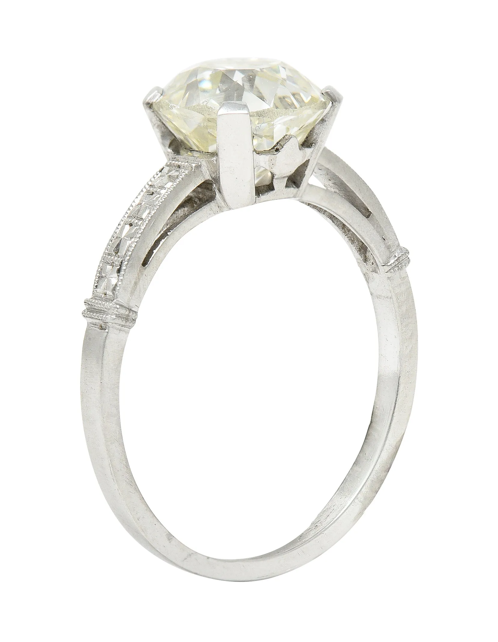 Art Deco 2.43 CTW Old Mine Cut Diamond Orange Blossom Solitaire Platinum Engagement Ring