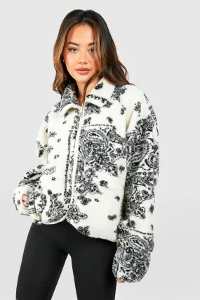 Bandana Print Teddy Jacket