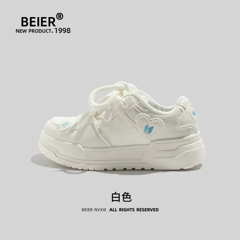 BEIER love sneakers summer design women's shoes 2024 new sports and leisure students thick-soled white shoes for women