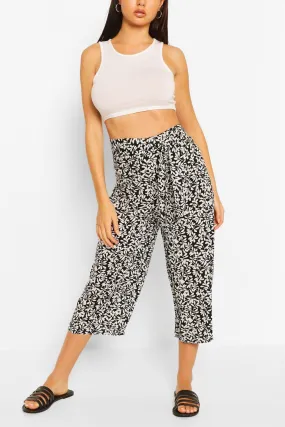 Belted Floral Culotte Pants