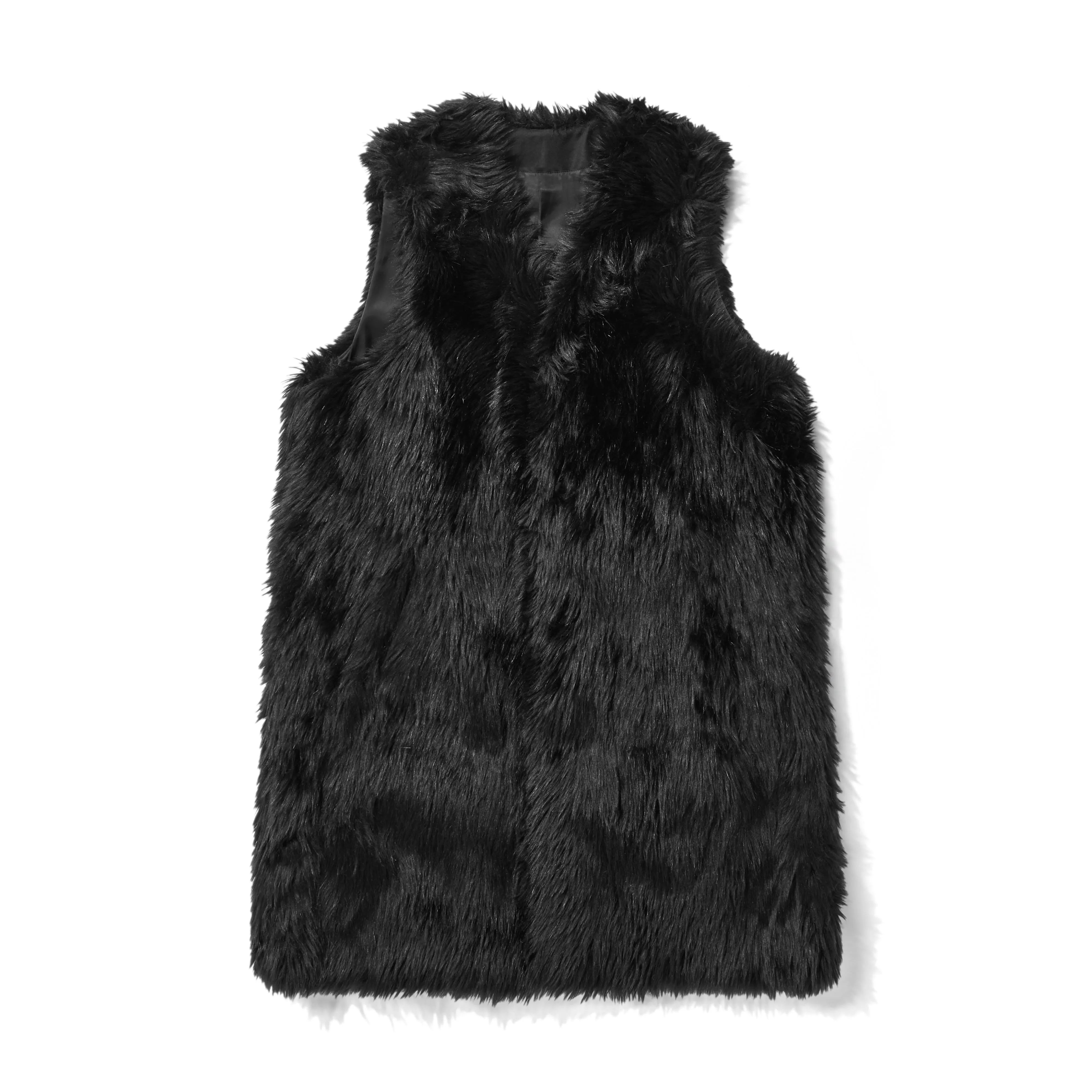 BLACK Comme des Garçons Faux Fur Long Sleeveless Vest  Black