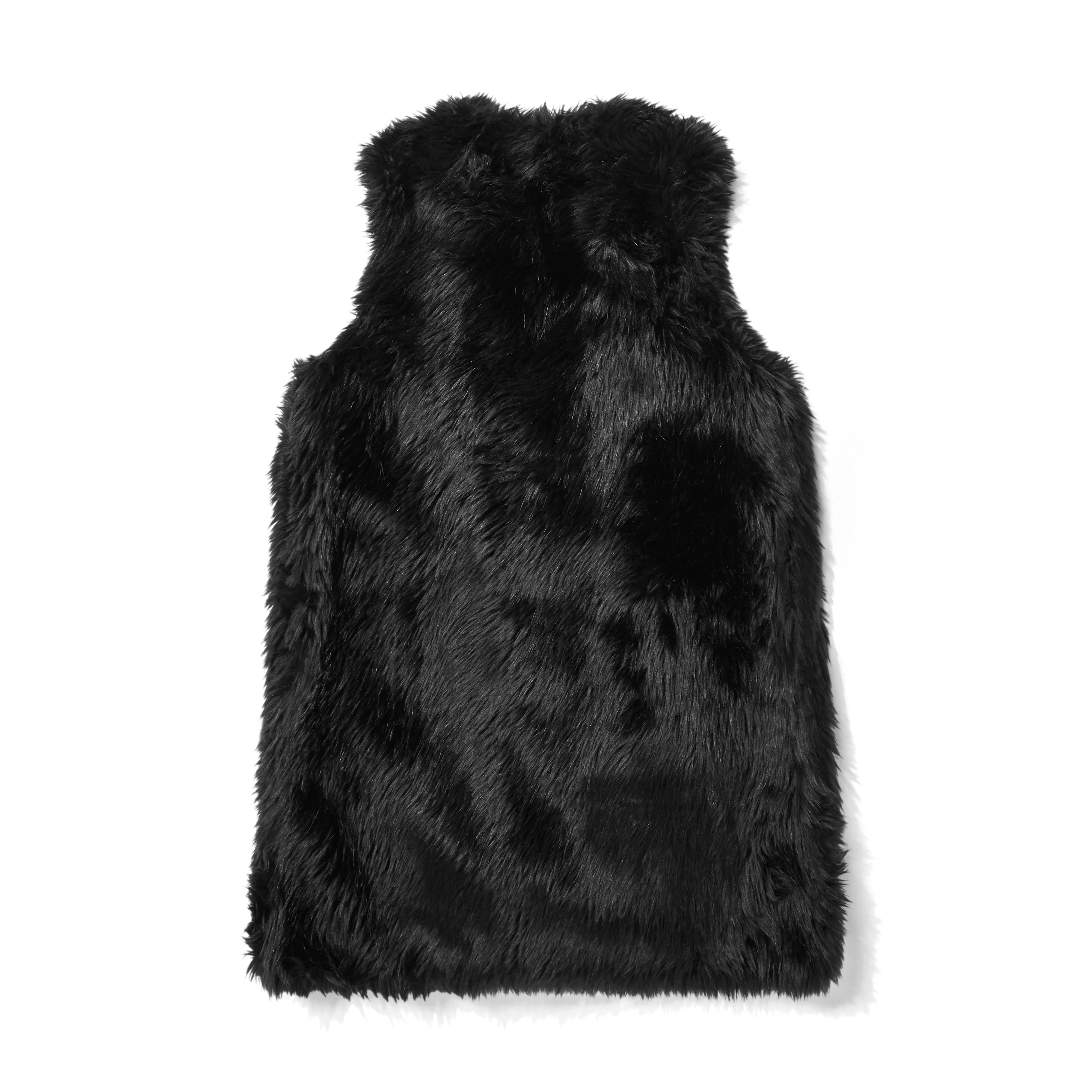 BLACK Comme des Garçons Faux Fur Long Sleeveless Vest  Black