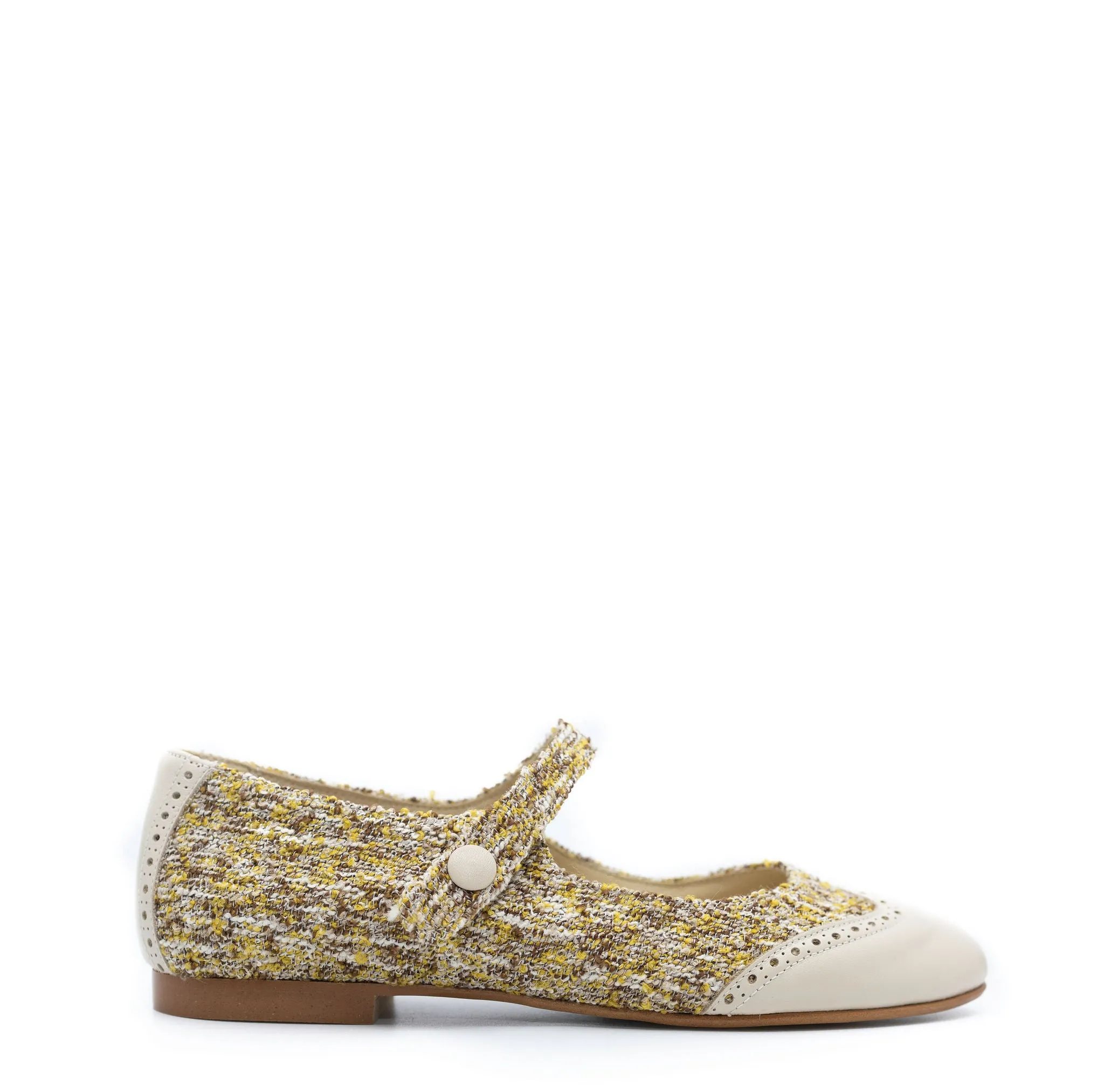 Blublonc Mustard Tweed Wingtip Mary Jane