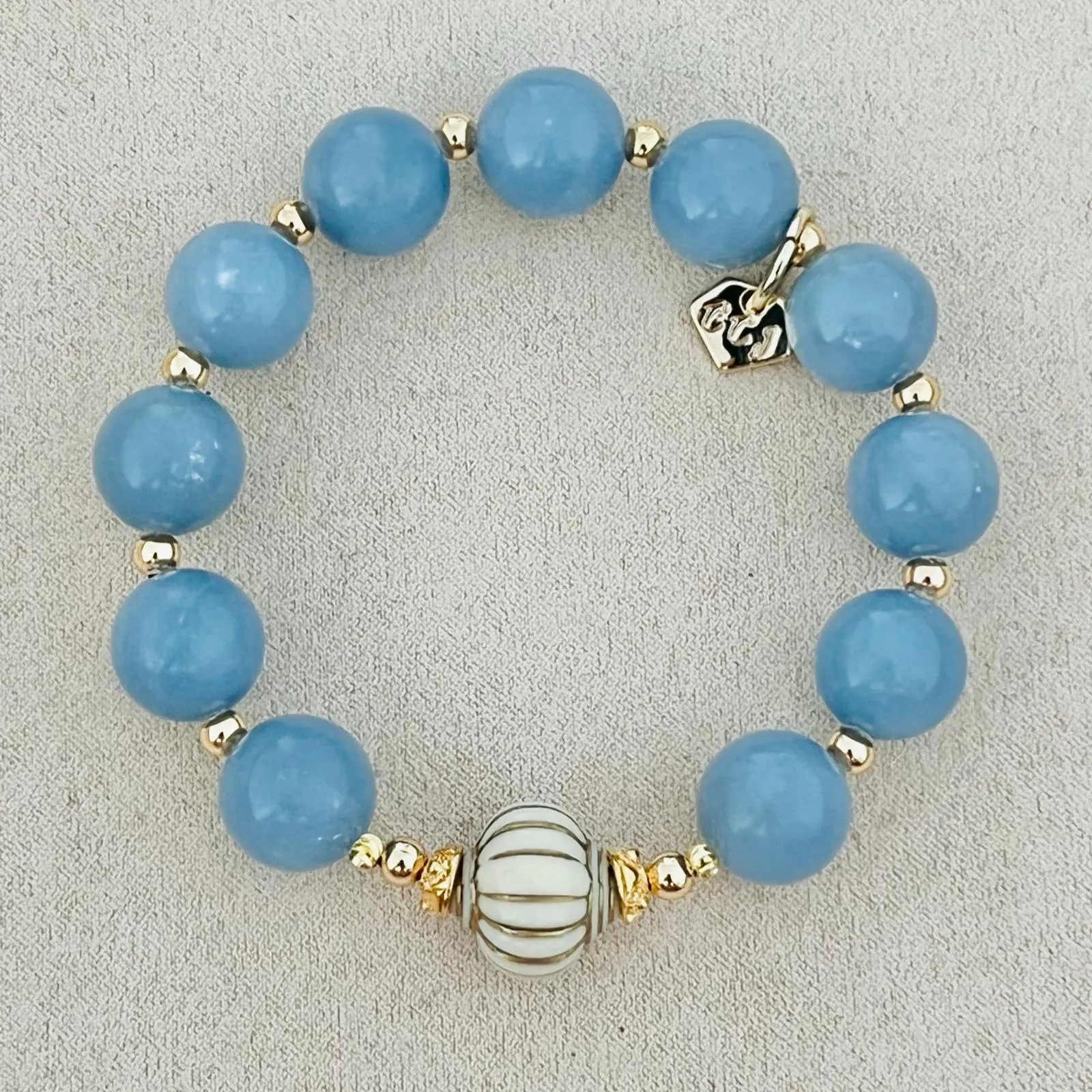 Blue Angelite Seashell Bracelet