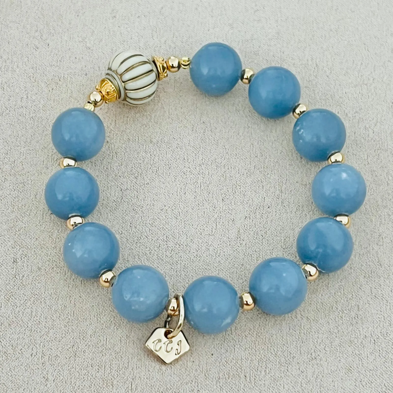 Blue Angelite Seashell Bracelet