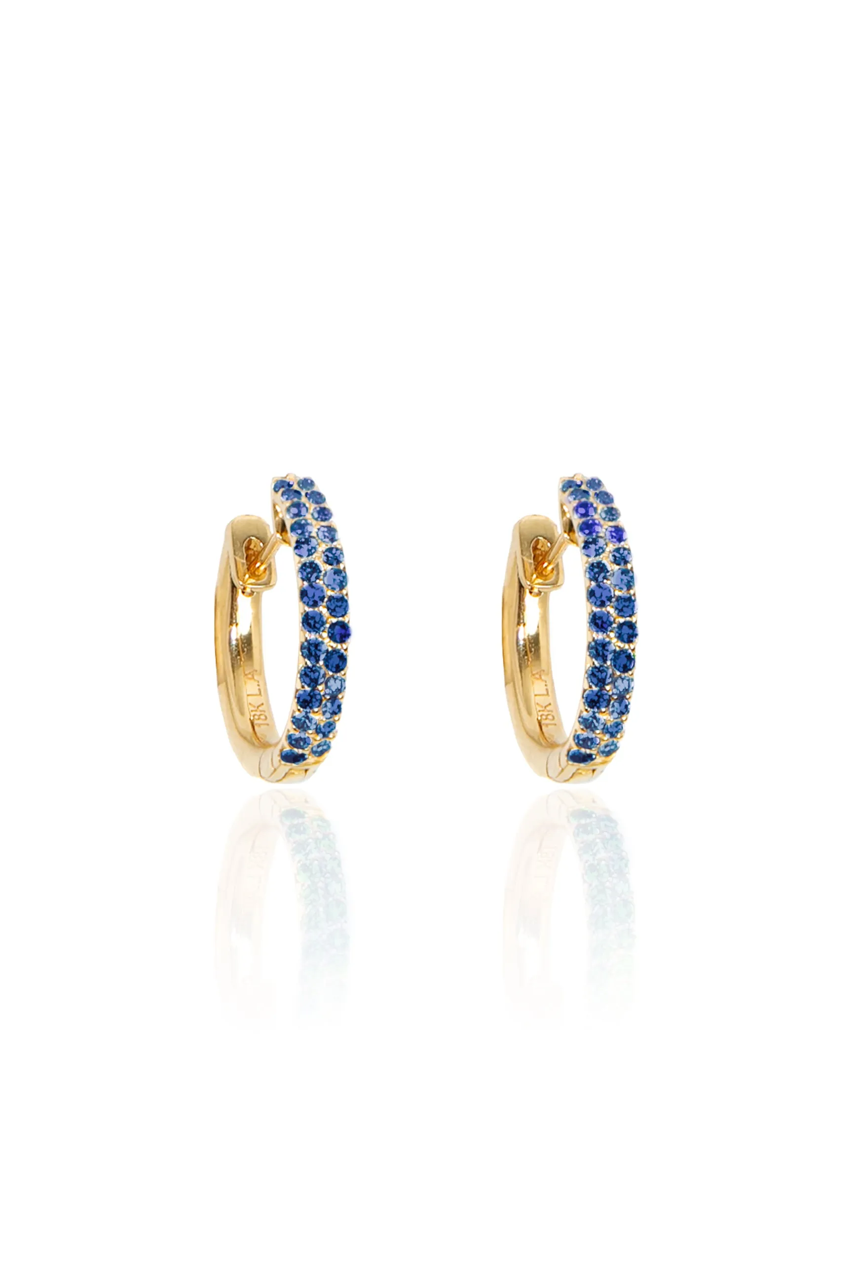 Blue Sapphire Pavé Huggies in Yellow Gold