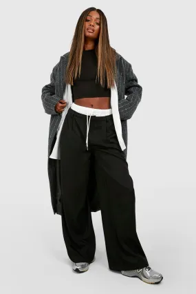 Boxer Waistband Wide Leg Pants