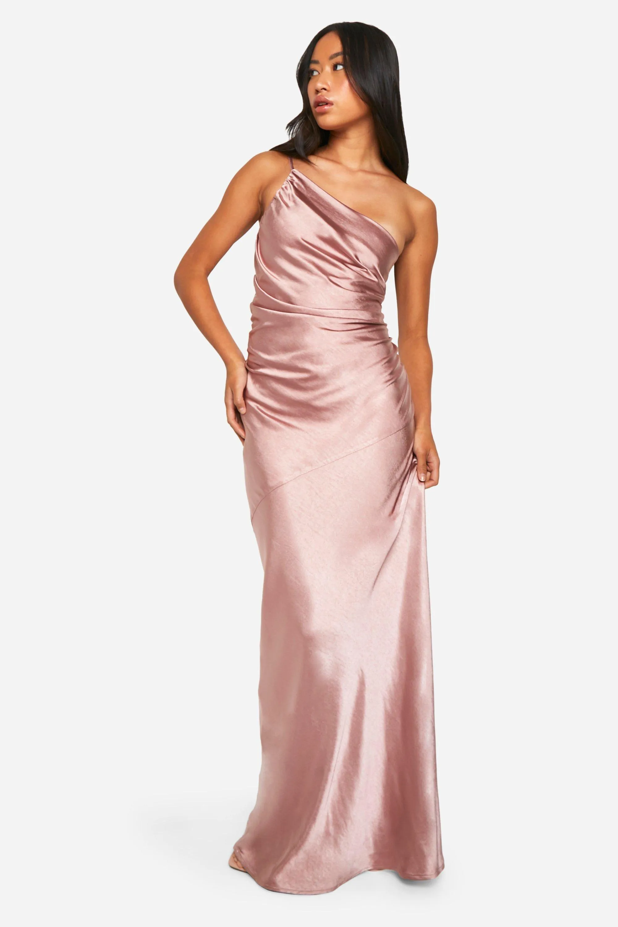 Bridesmaid Satin Asymmetric Maxi Dress