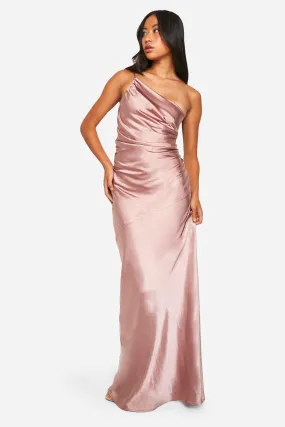 Bridesmaid Satin Asymmetric Maxi Dress