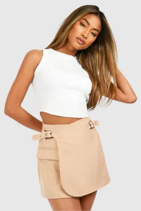 Buckle Wrap Mini Skirt