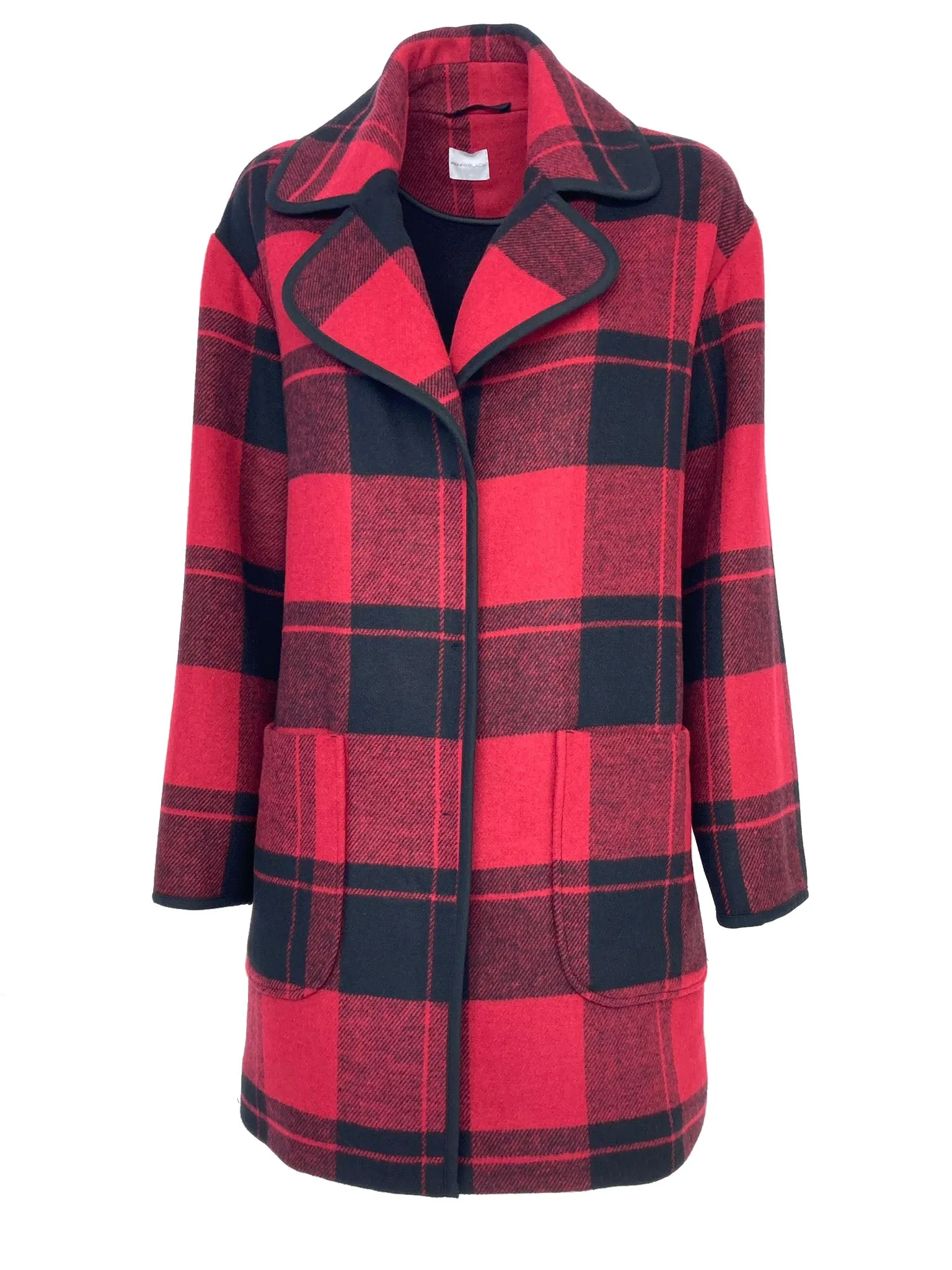 CAPPOTTO DONNA CHECK RED/BLACK MISTO LANA