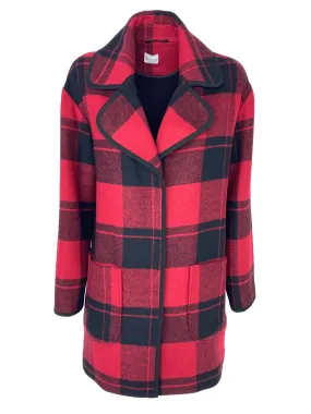 CAPPOTTO DONNA CHECK RED/BLACK MISTO LANA