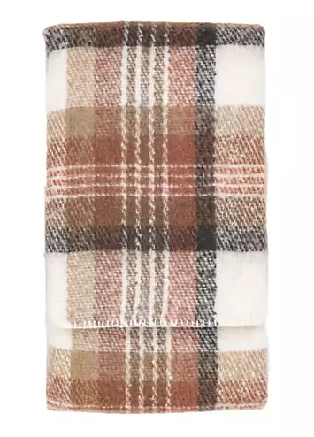 Chic Living Natural Check Faux Mohair With Faux Fur Fleece Throw | Kaleidoscope