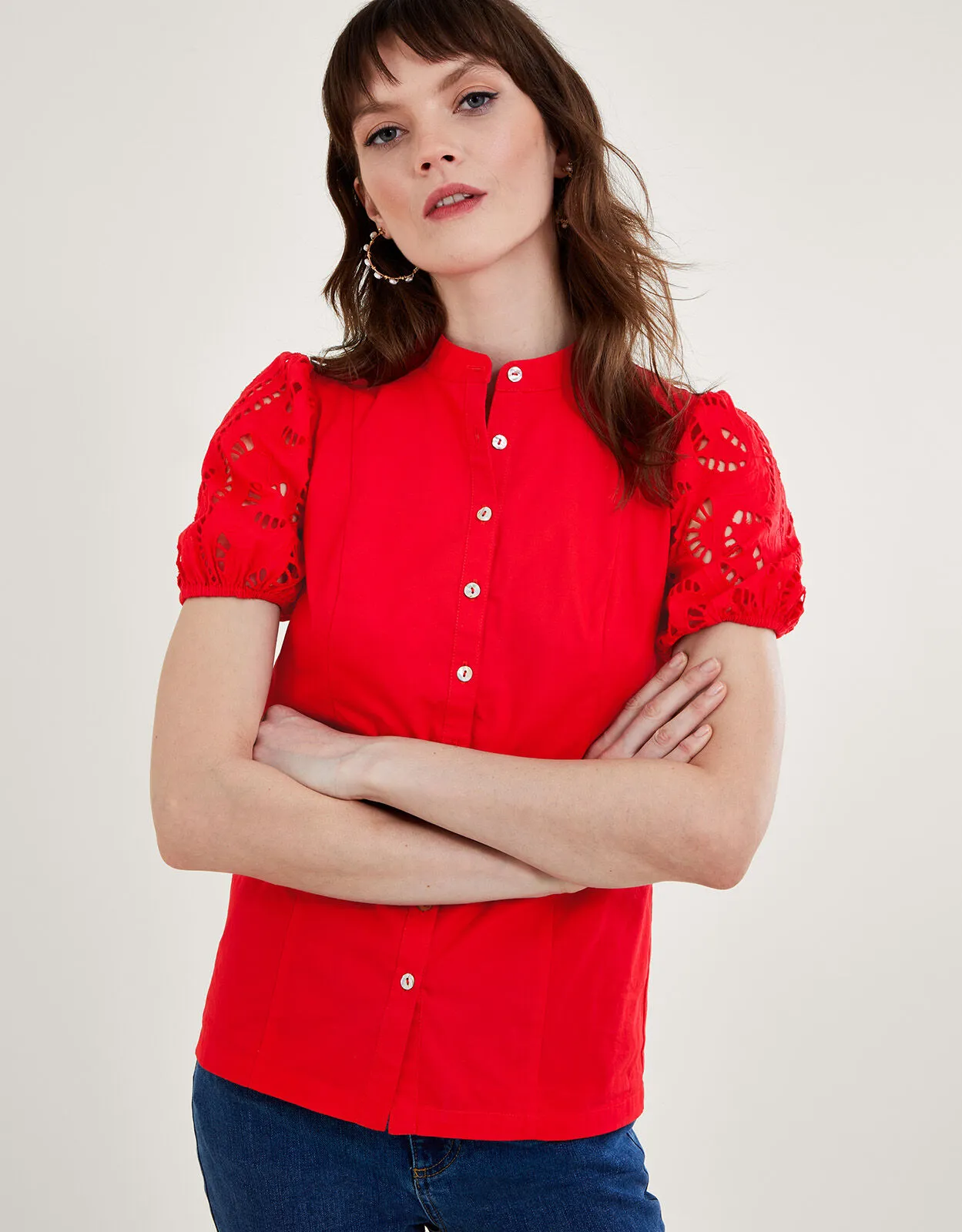 Clara Cutwork Blouse Red