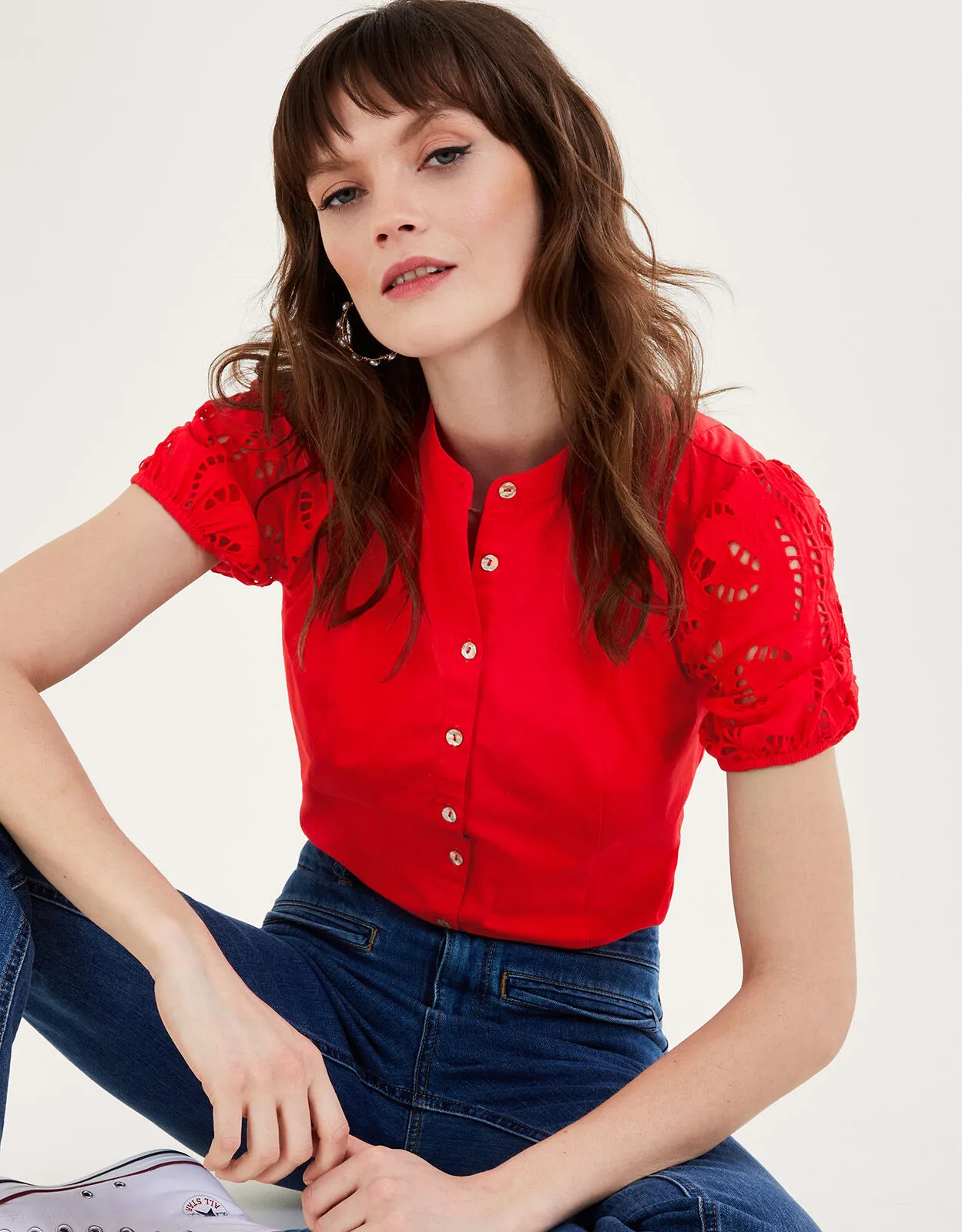 Clara Cutwork Blouse Red