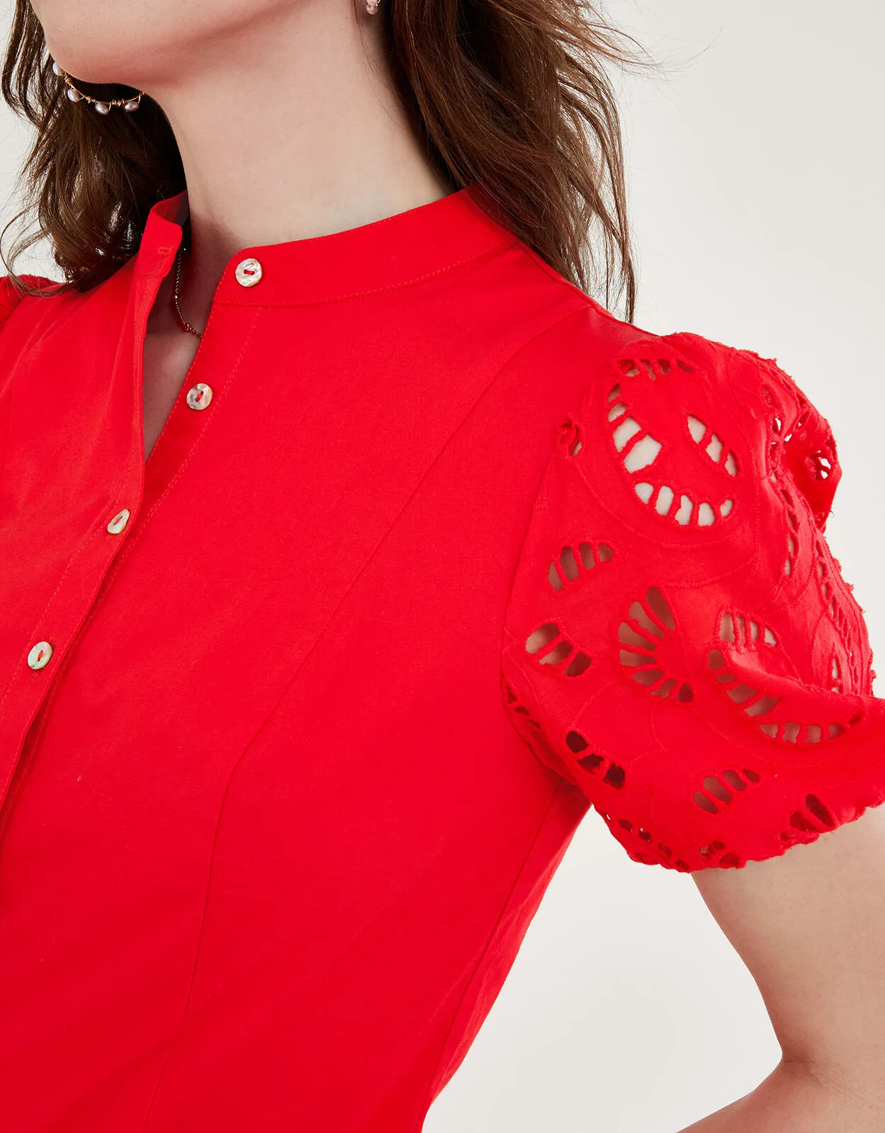 Clara Cutwork Blouse Red