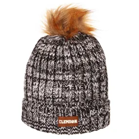 Clemson Tigers Zephyr WOMEN'S Gracie Faux Fur Poofball Thick Knit Beanie Cap