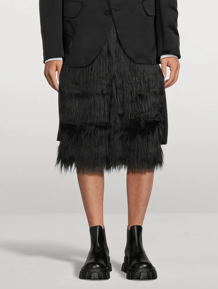 COMME DES GARÇONS HOMME PLUS Wool-Blend Faux Fur Shorts