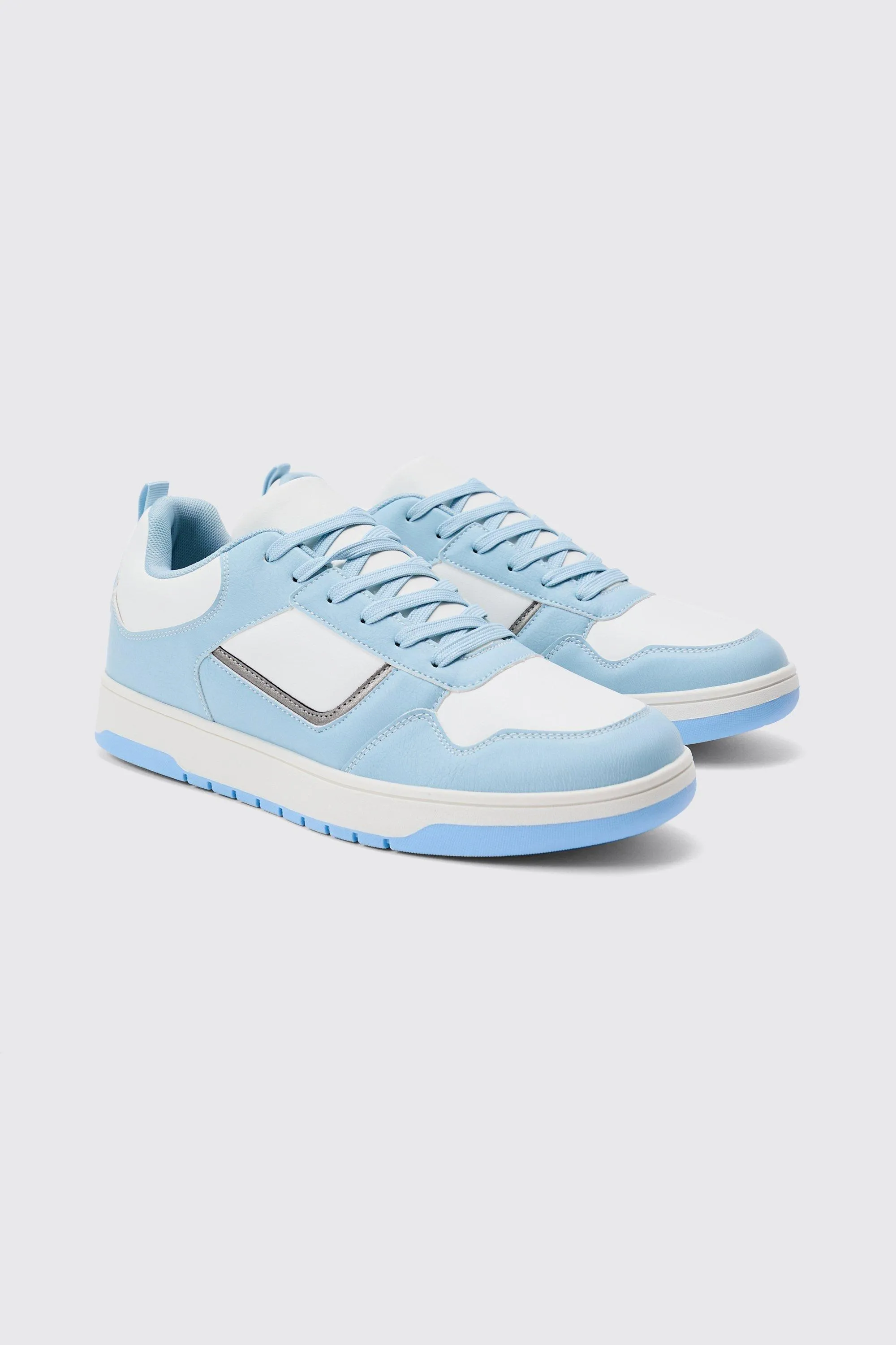 Contrast Chunky Sneakers In Light Blue