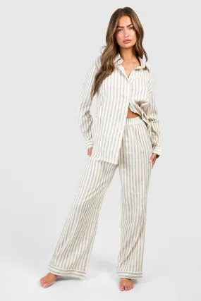 Cotton Poplin Tonal Stripe Pants