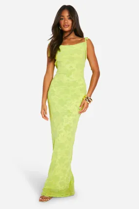 Cowl Neck Strappy Devore Maxi Dress