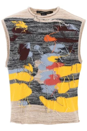 Crew Neck Vest With Intarsia