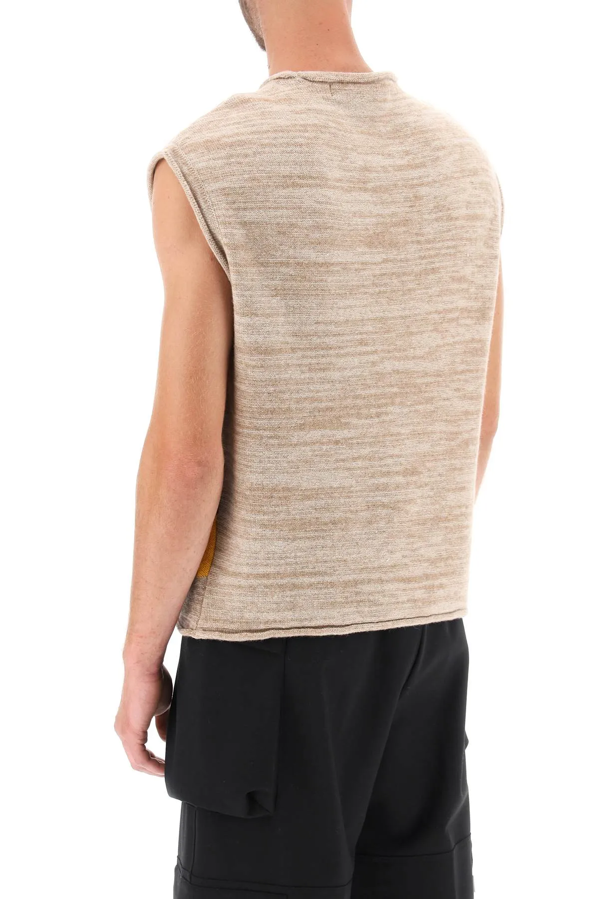 Crew Neck Vest With Intarsia