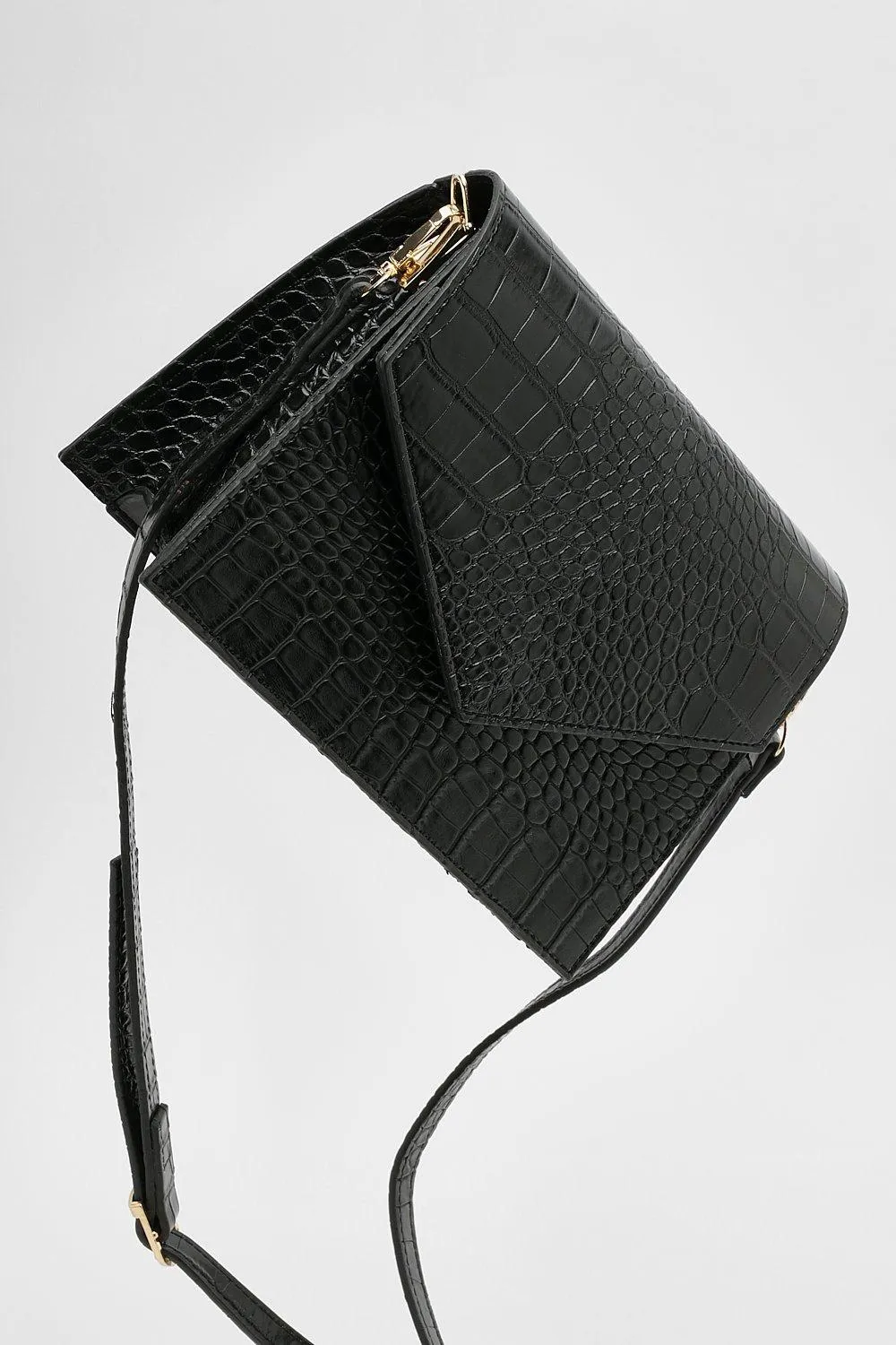 Croc Pu Envelope Cross Body Bag