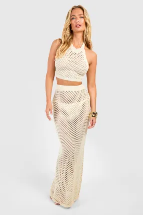 Crochet Top & Maxi Skirt Beach Co-ord