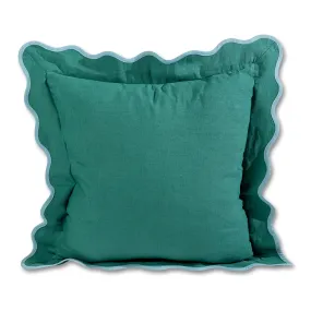 Darcy Linen Pillow - Green + Aqua