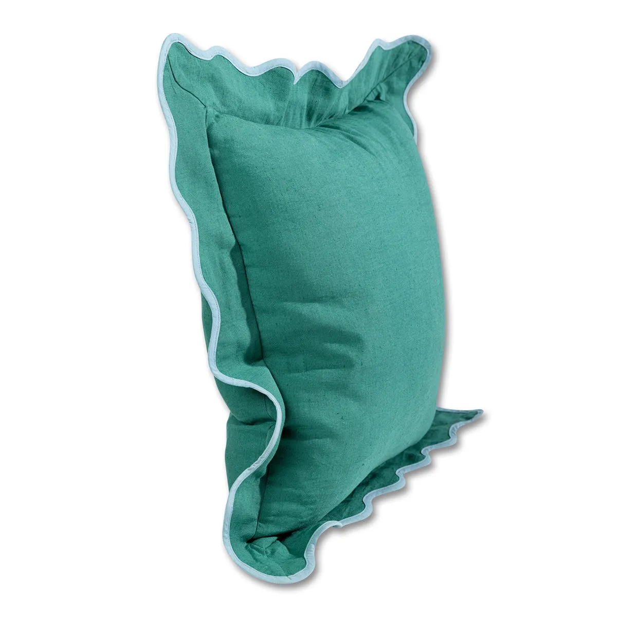 Darcy Linen Pillow - Green + Aqua