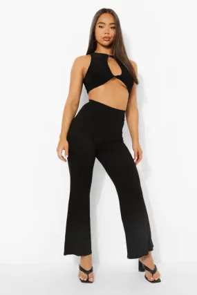 Deep Waistband Wide Leg Pants