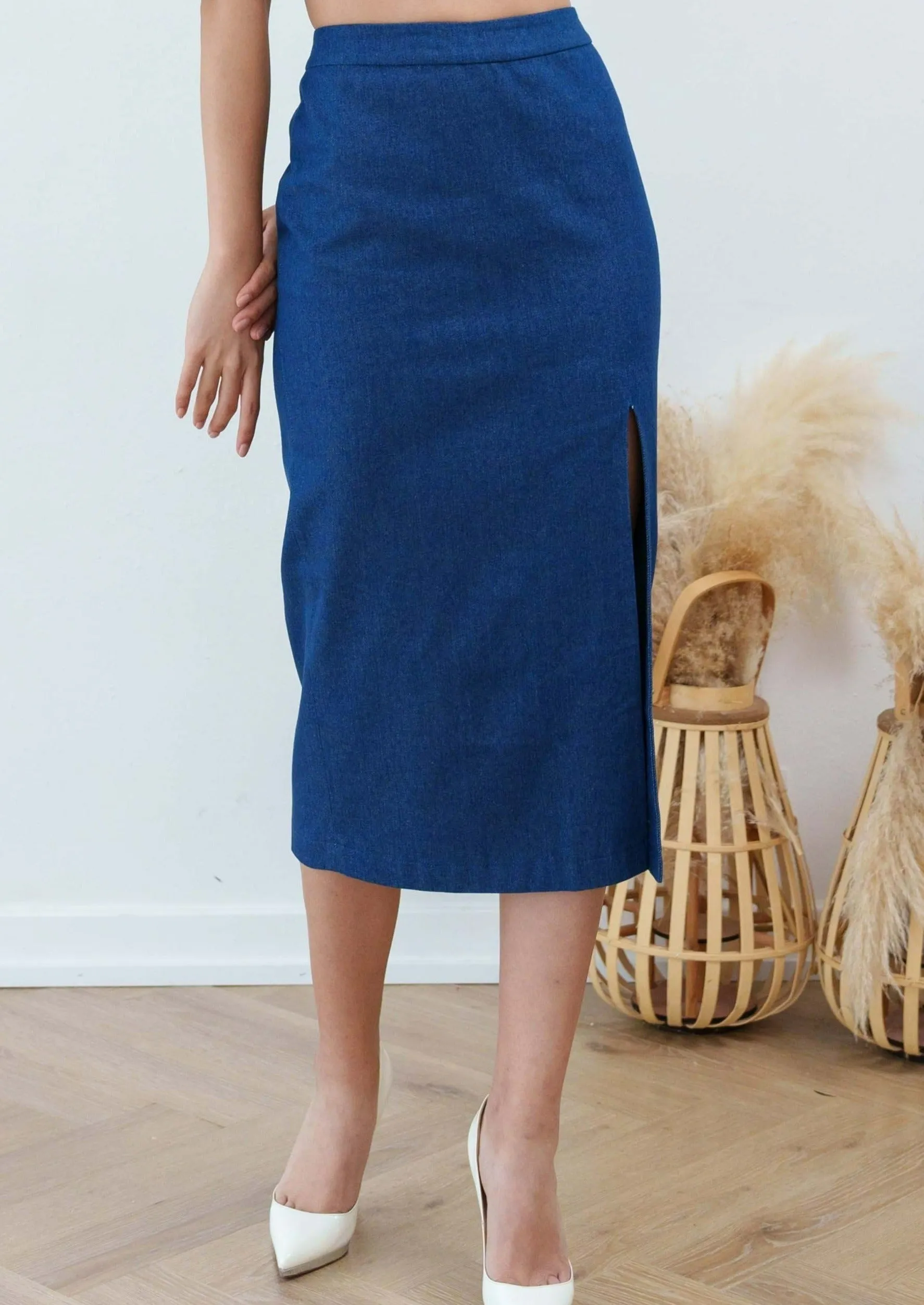 Denim Midi Skirt