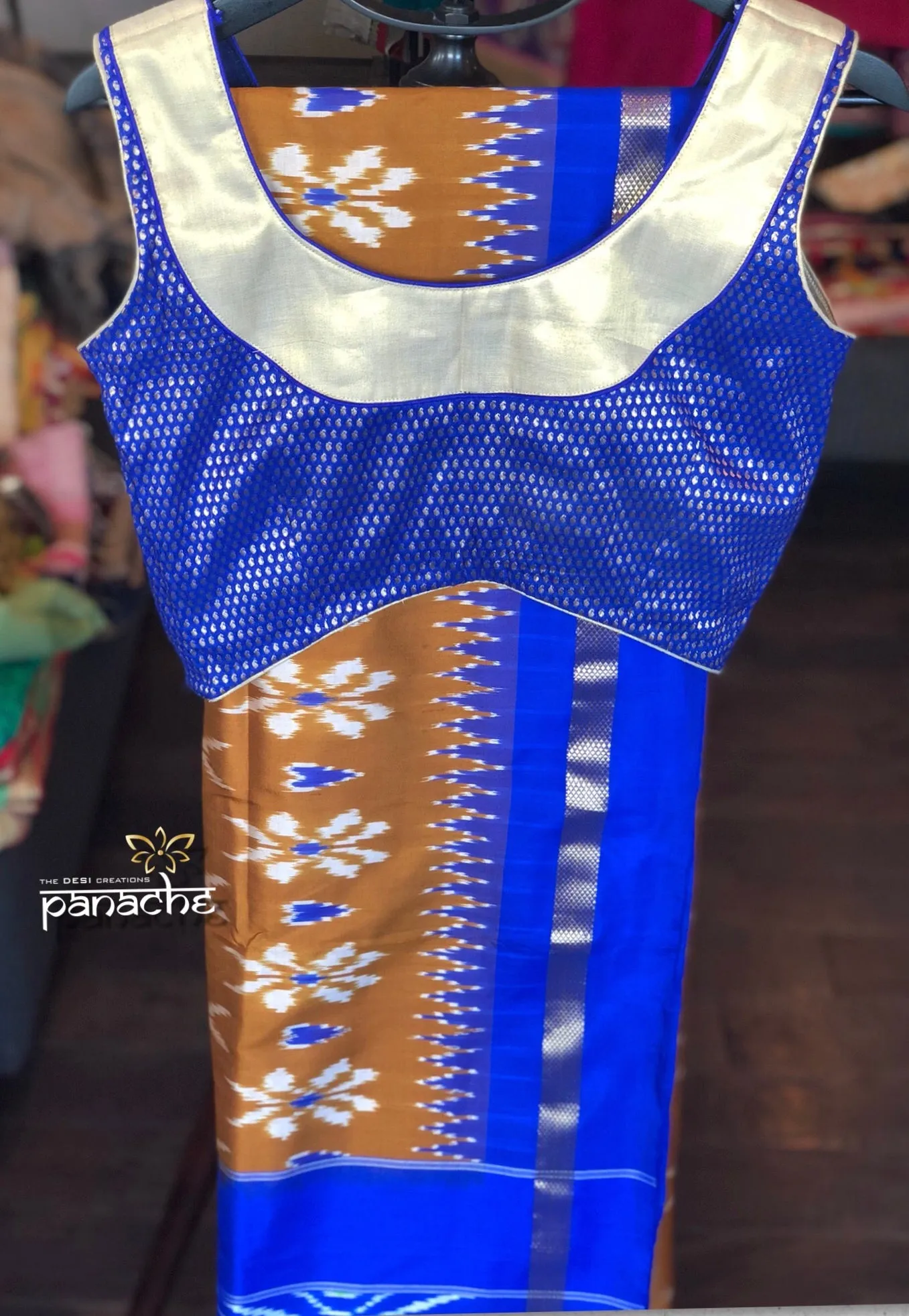 Designer Blouse - Blue Brocade