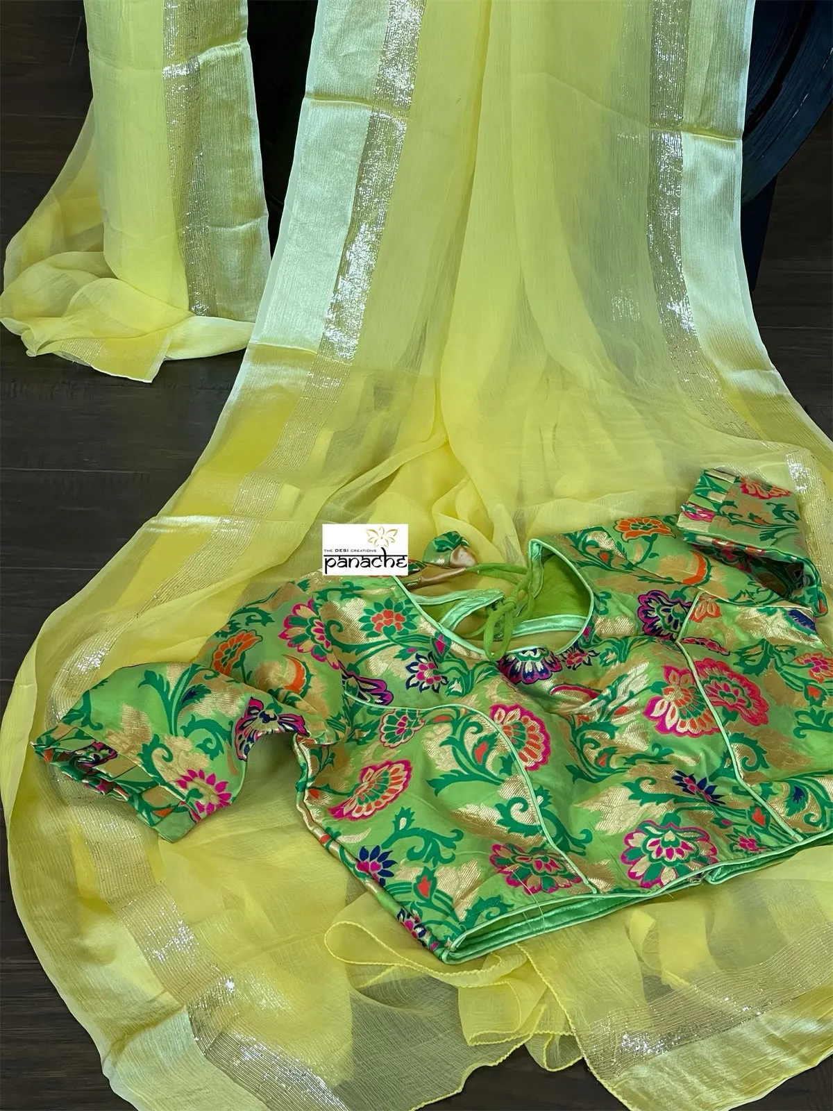 Designer Blouse - Green Brocade