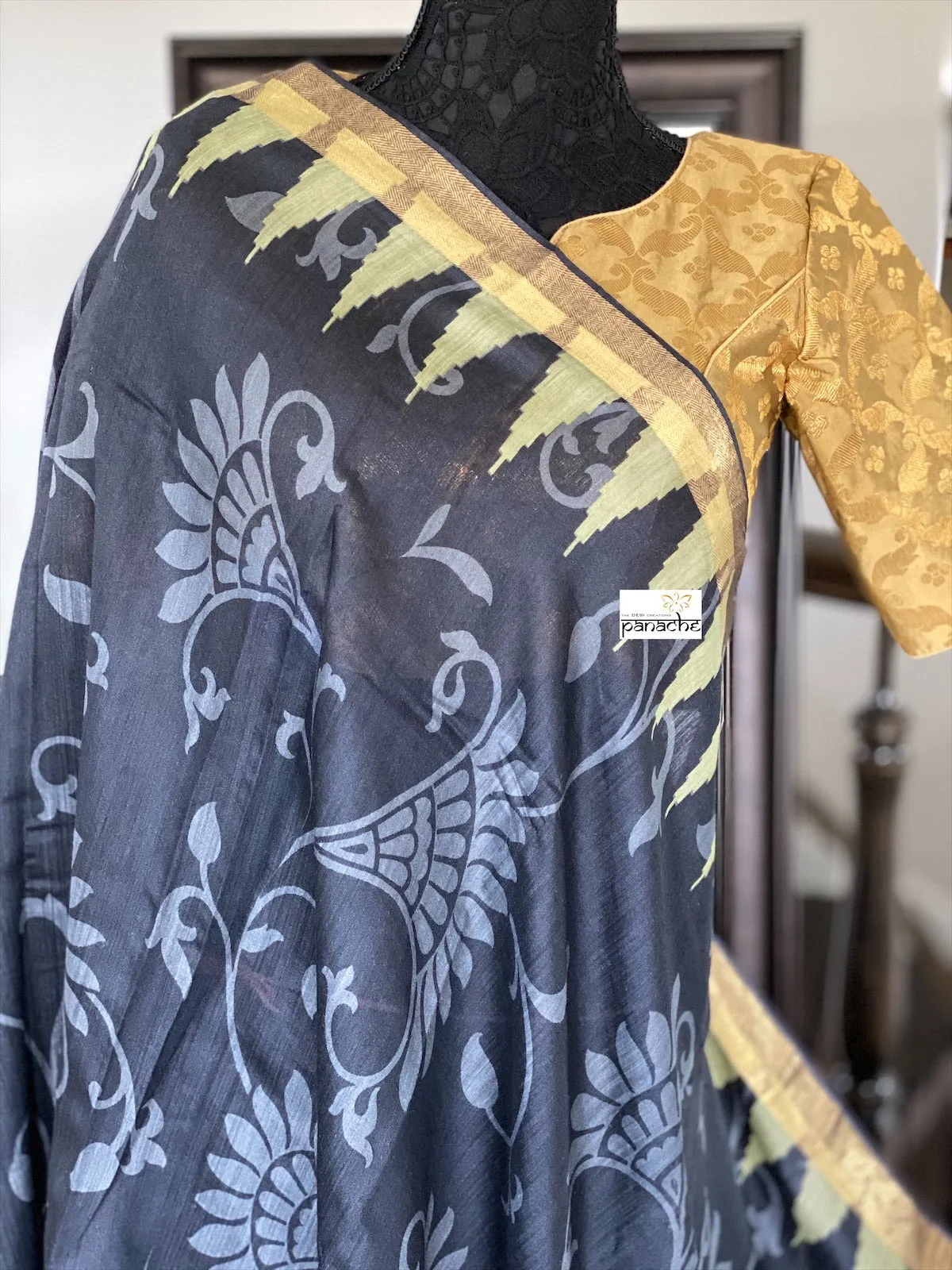 Designer Blouse - Greenish Golden Brocade