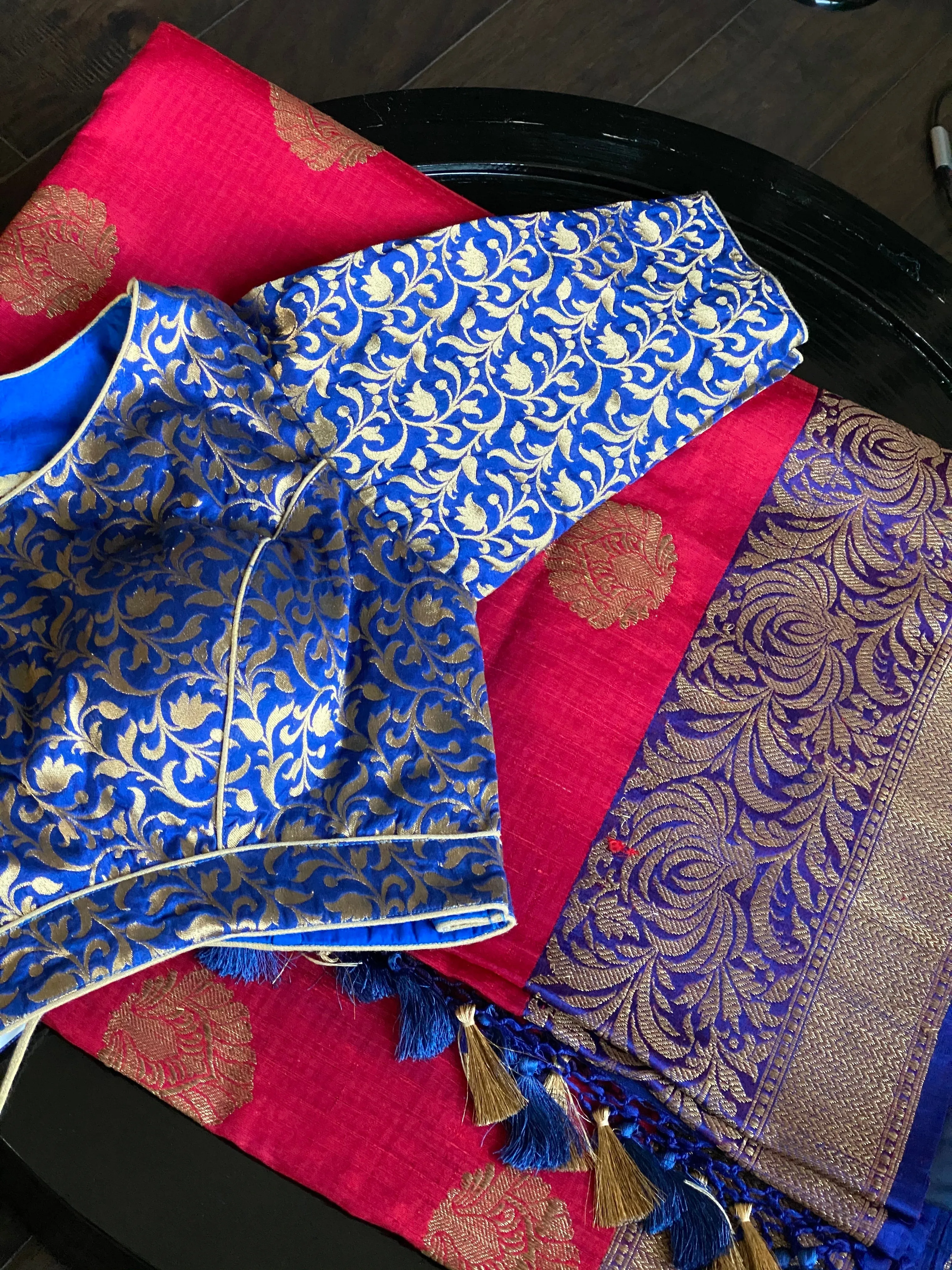 Designer Blouse - Royal Blue Brocade