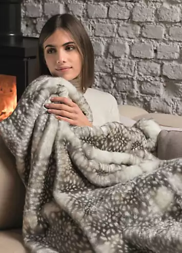 Dreamland Hygge Days Luxury Fallow Deer Super Soft Faux Fur Warming Throw | Kaleidoscope