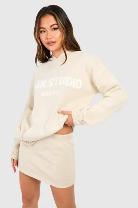 Dsgn Studio Oversized Hoody And Mini Skirt Knitted Set