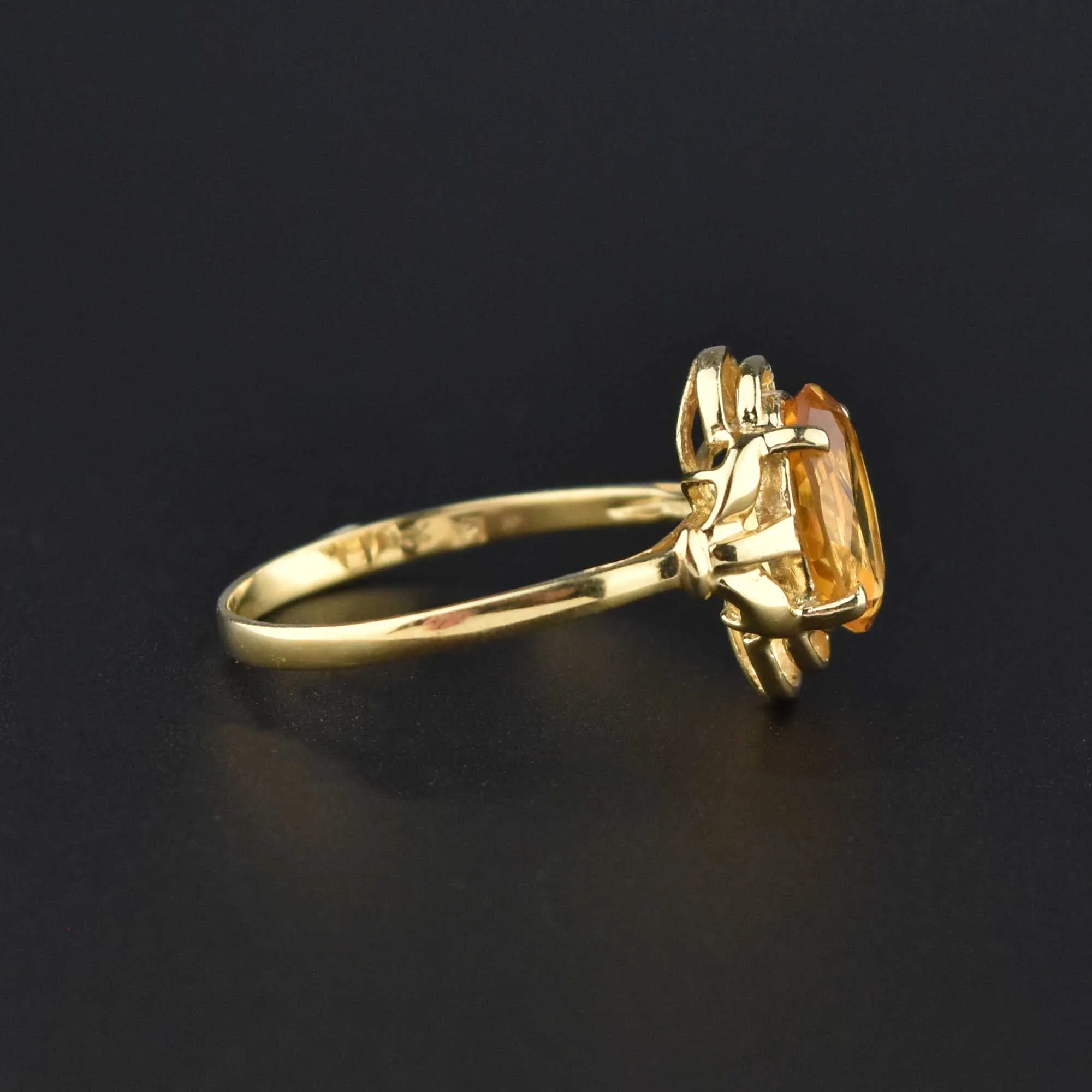 Electric Yellow 14K Gold Oval Solitaire Citrine Ring