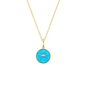 Enamel Zodiac Pendant - Blue Enamel / 14k Yellow Gold