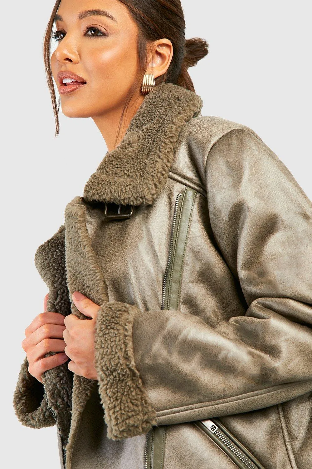 Faux Fur Aviator Jacket